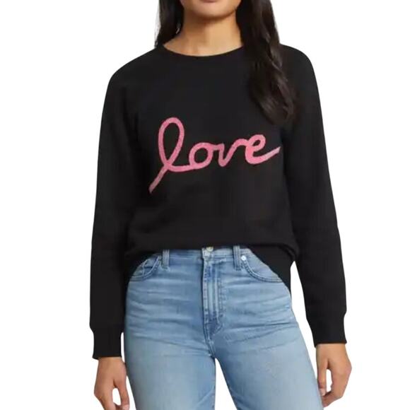 Caslon embroidered Heart Graphic Love Crew Neck Sweatshirt NWT - Picture 1 of 1